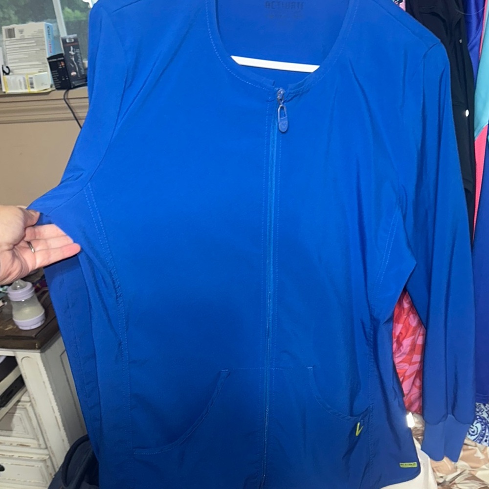 Blue Zip-Up Nursing Jacket
